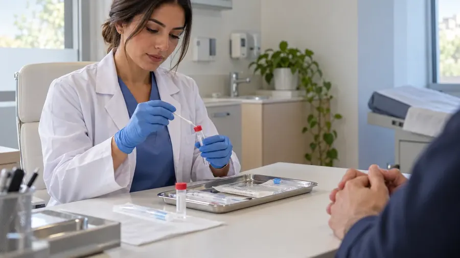 Profesional sanitario en consulta sobre salud sexual